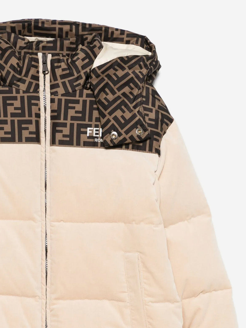 Kids Down Padded Puffer Jacket in Beige