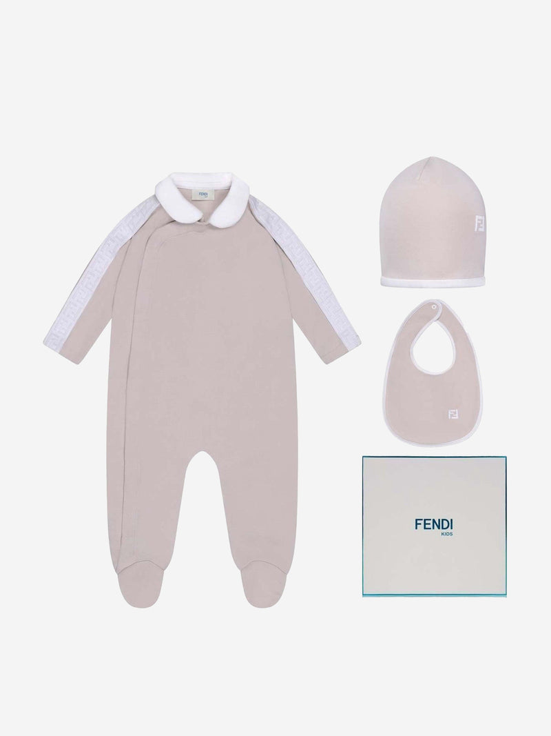 Fendi Baby Logo 婴儿连体衣礼品套装（米色）