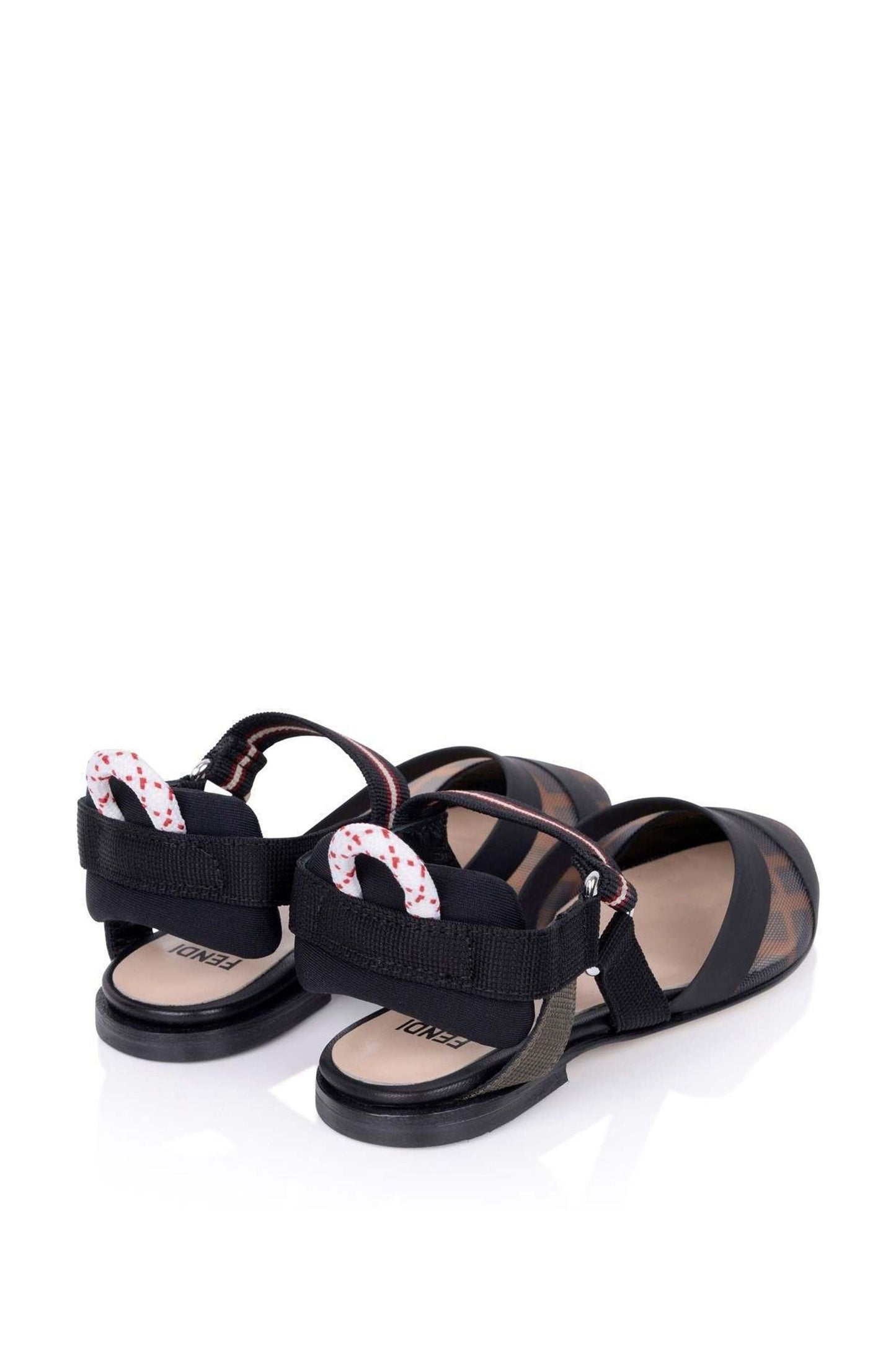 Fendi 女童黑色 & 棕色徽标凉鞋