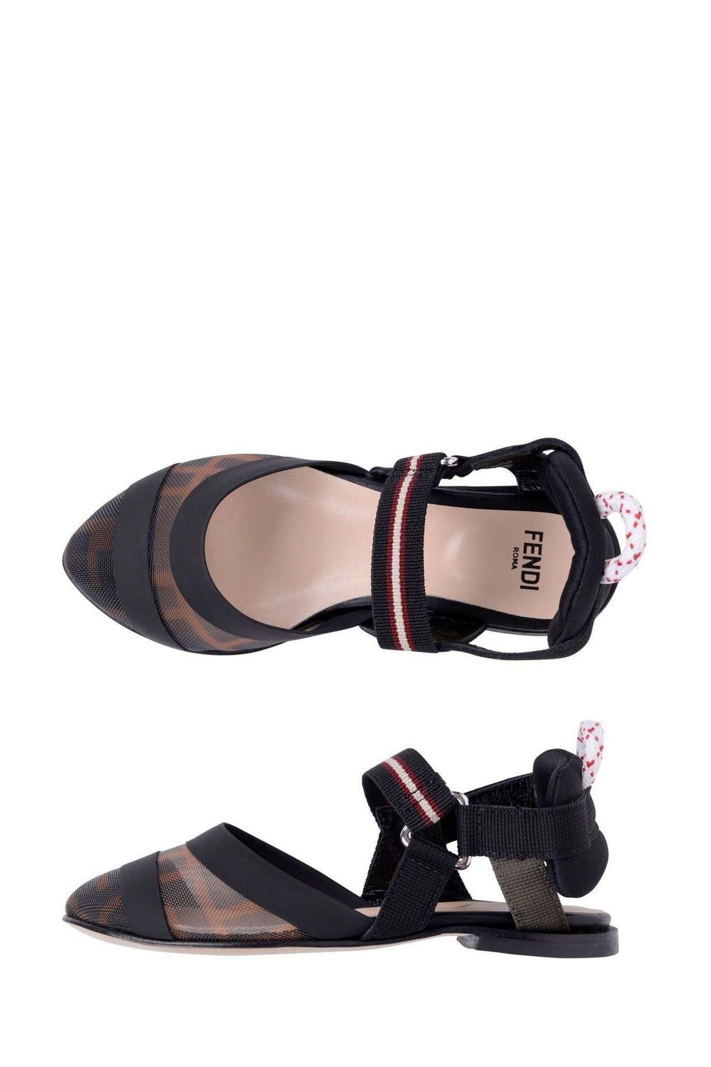 Fendi 女童黑色 & 棕色徽标凉鞋