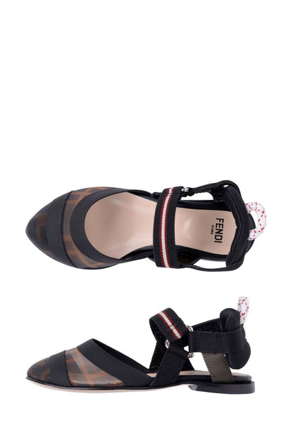 Fendi 女童黑色 & 棕色徽标凉鞋