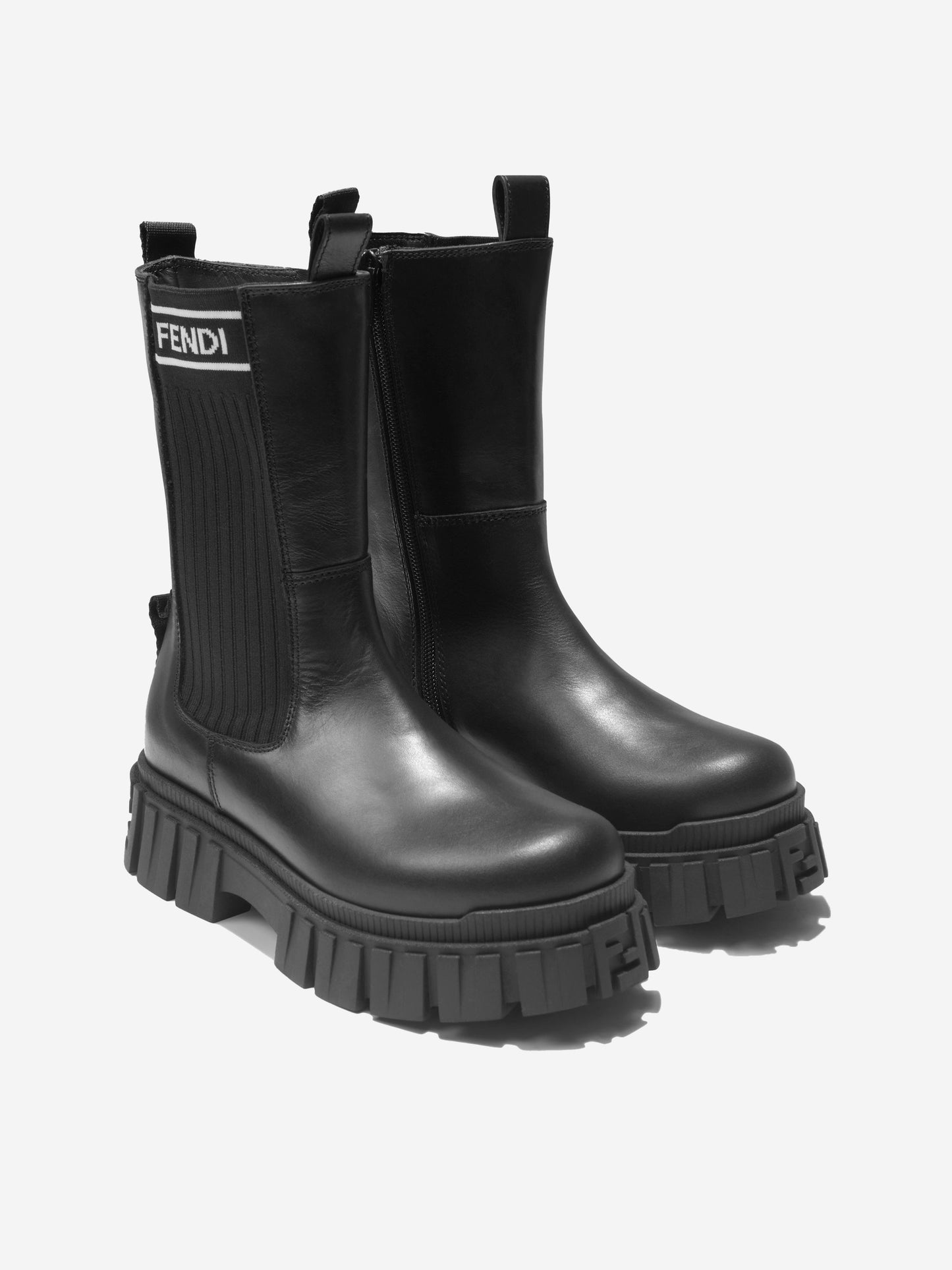 女孩皮革厚重徽标机车靴