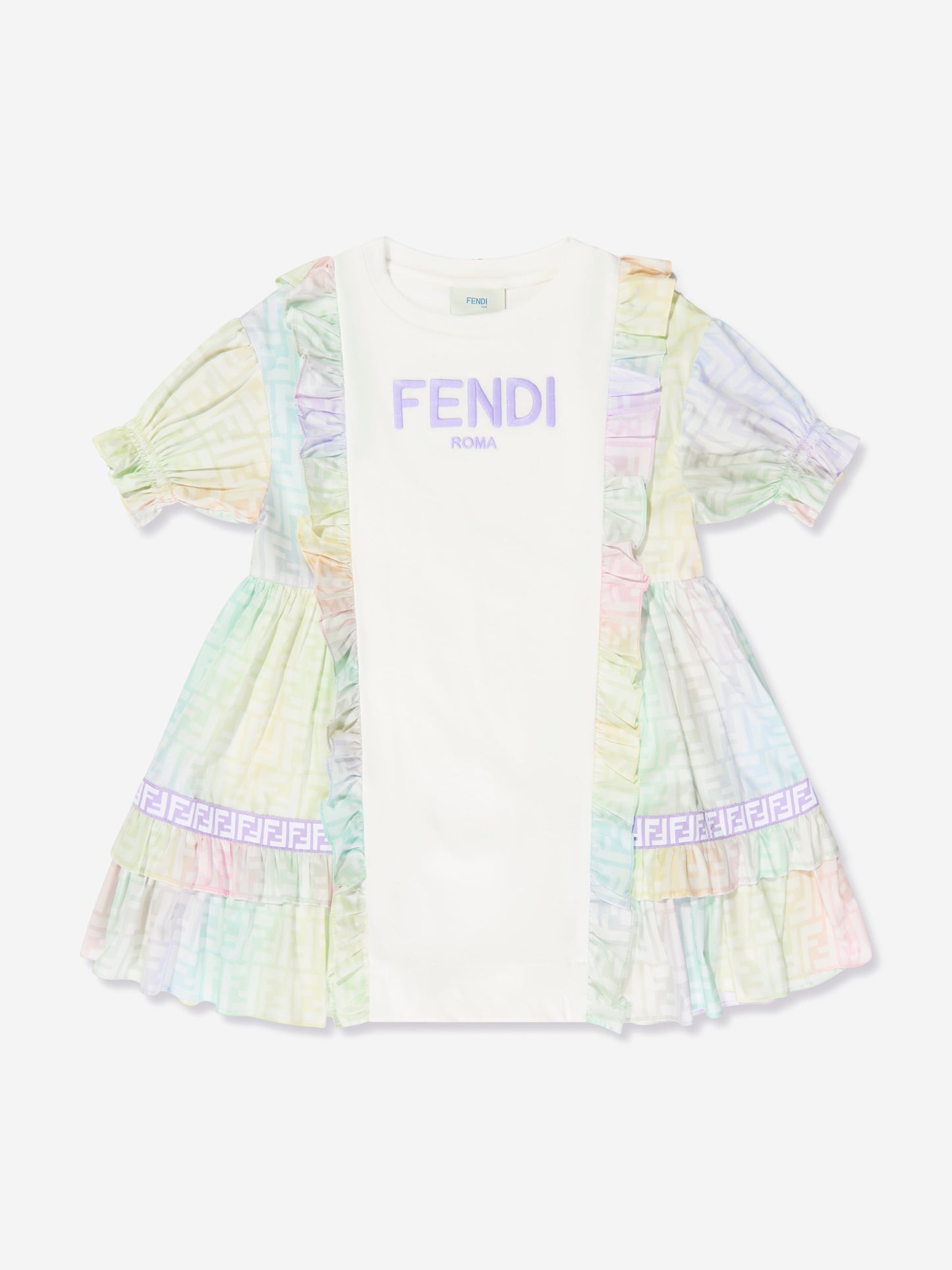 女童白色 FF Logo Metaverse 连衣裙