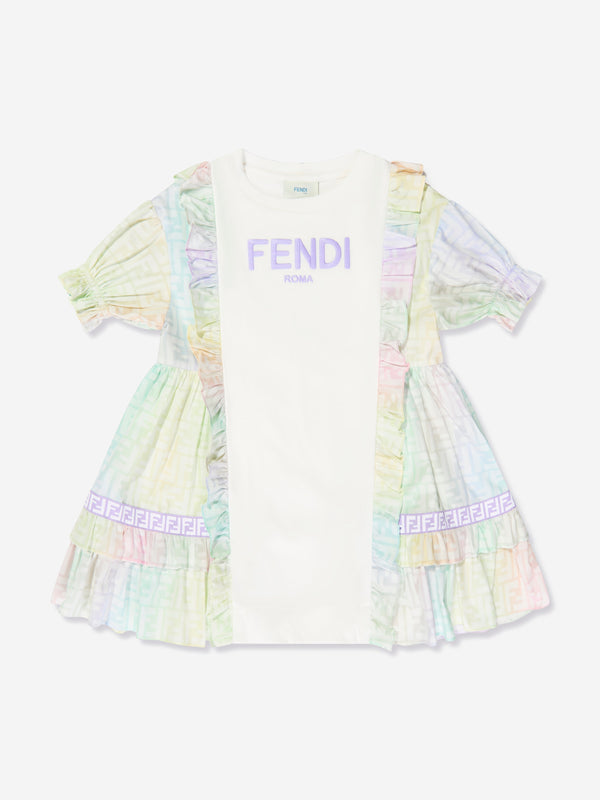 女童白色 FF Logo Metaverse 连衣裙