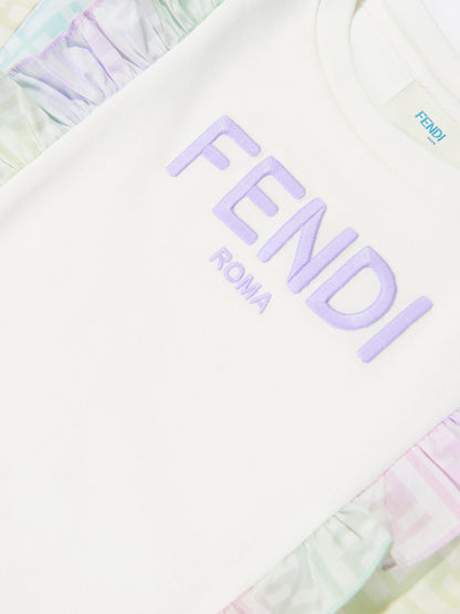 女童白色 FF Logo Metaverse 连衣裙