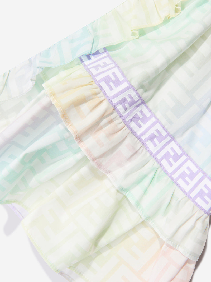 女童白色 FF Logo Metaverse 连衣裙
