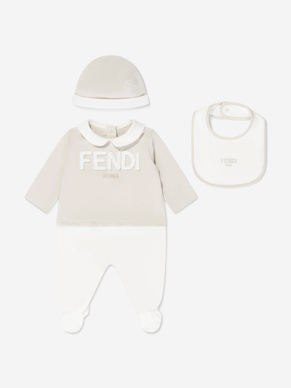 Baby Logo 婴儿连体衣礼品套装（3 件）米色