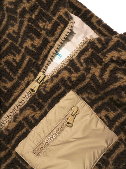儿童棕色 FF Logo Sherpa 夹克