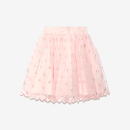 女童粉色Logo短裙