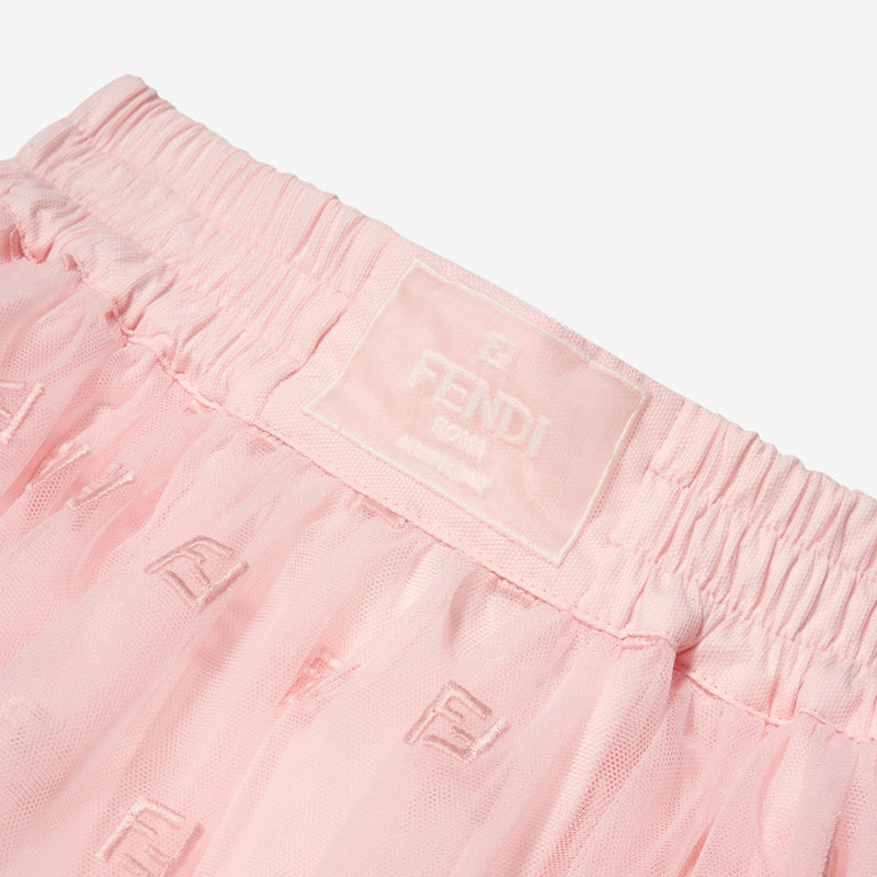 女童粉色Logo短裙