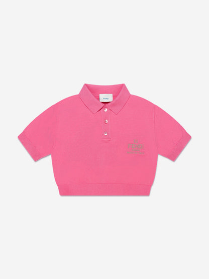 女童短款徽标 Polo 衫（粉色）