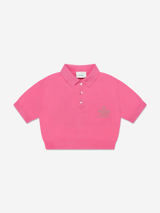 女童短款徽标 Polo 衫（粉色）