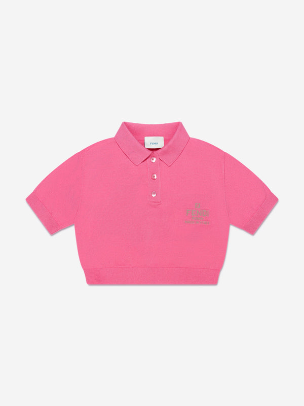 女童短款徽标 Polo 衫（粉色）