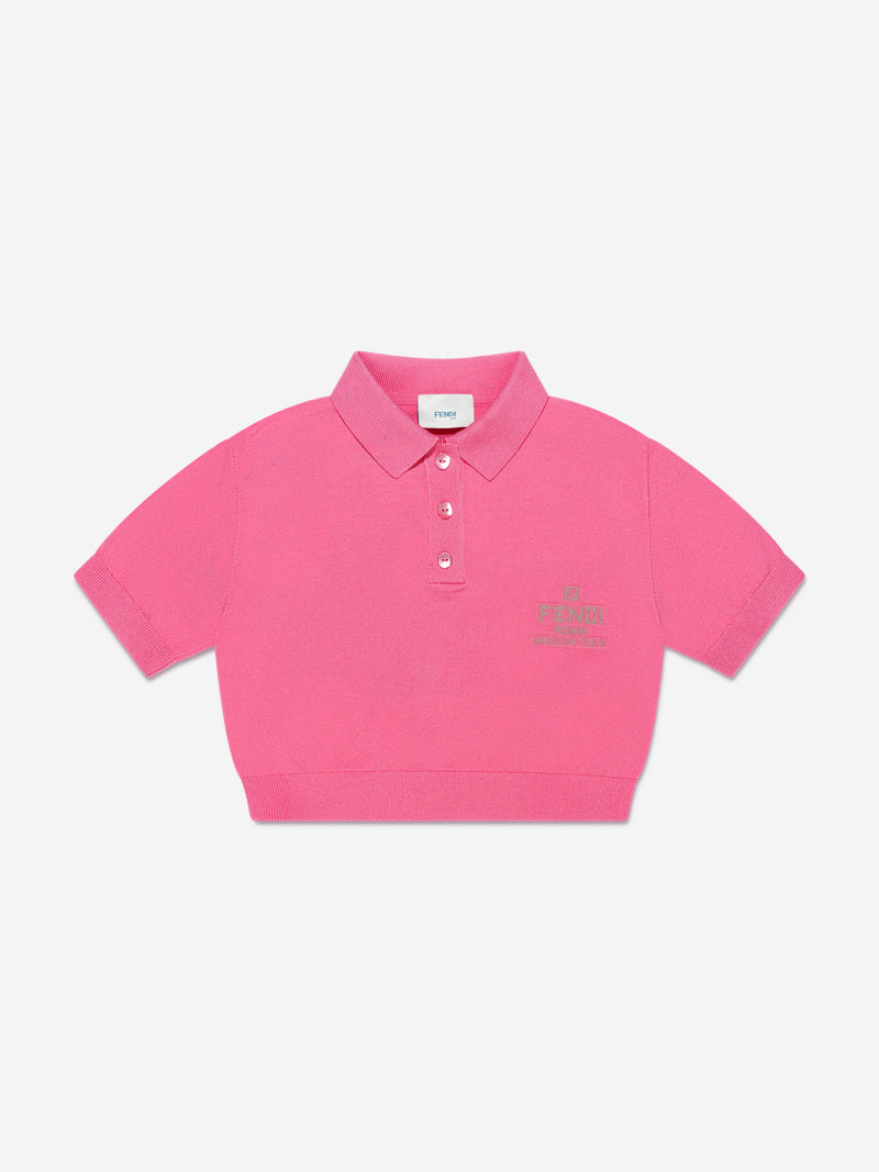 女童短款徽标 Polo 衫（粉色）