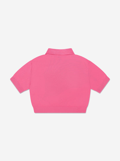 女童短款徽标 Polo 衫（粉色）