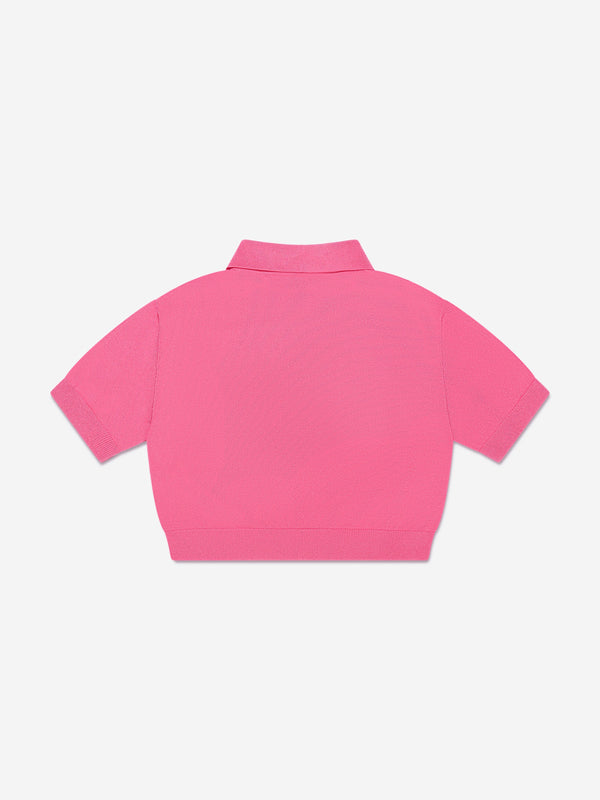 女童短款徽标 Polo 衫（粉色）
