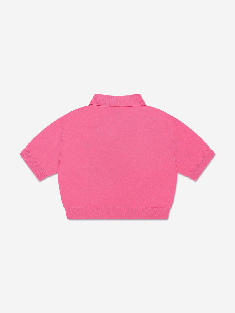 女童短款徽标 Polo 衫（粉色）
