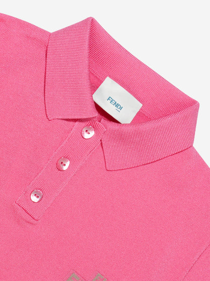 女童短款徽标 Polo 衫（粉色）