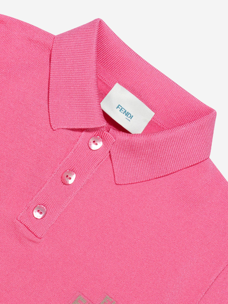 女童短款徽标 Polo 衫（粉色）