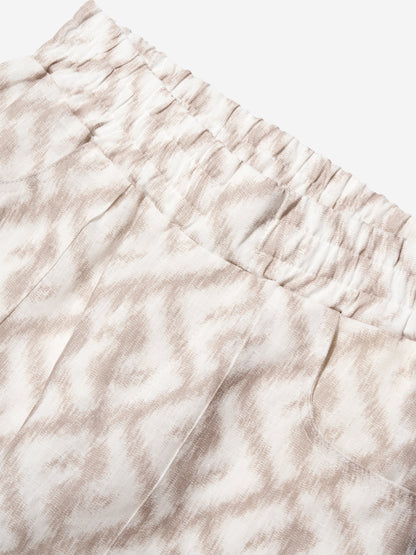 男童象牙色 FF 徽标亚麻短裤