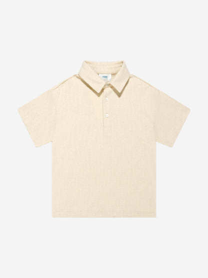 男童白色 FF 徽标 Polo 衫