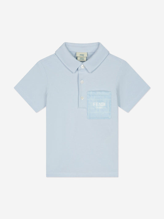 Fendi 男婴蓝色徽标 Polo 衫