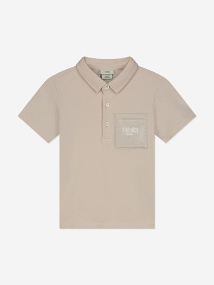 Fendi 男婴米色徽标 Polo 衫