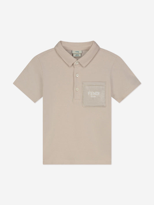 Fendi 男婴米色徽标 Polo 衫