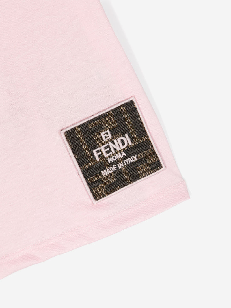 Fendi 女童粉色 FF 徽标 T 恤