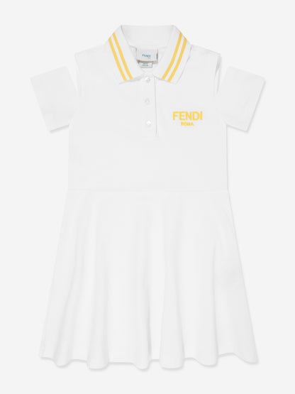 女童白色徽标 Polo 衫