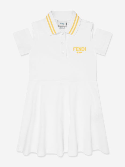 女童白色徽标 Polo 衫