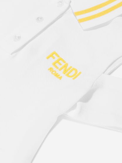女童白色徽标 Polo 衫