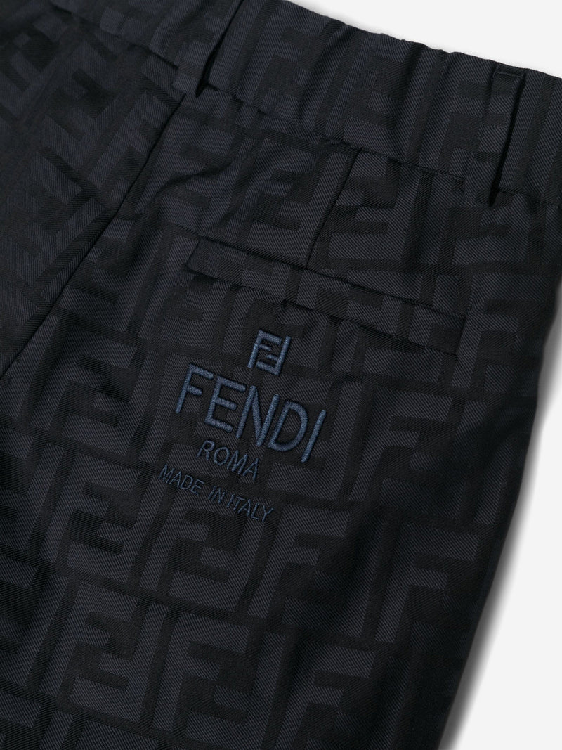 Fendi Boys FF 提花长裤（海军蓝）