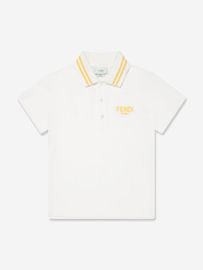 男童白色徽标 Polo 衫