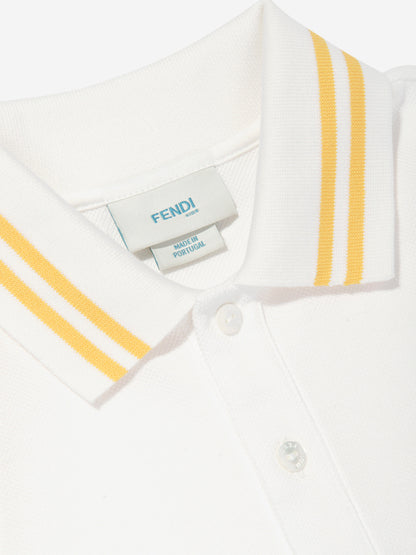 男童白色徽标 Polo 衫