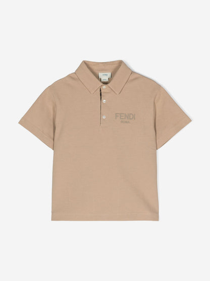 Fendi 男童米色徽标 Polo 衫