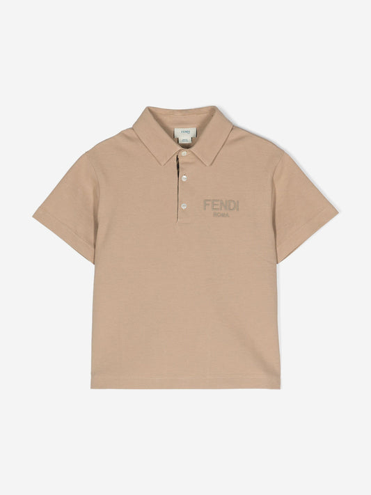 Fendi 男童米色徽标 Polo 衫