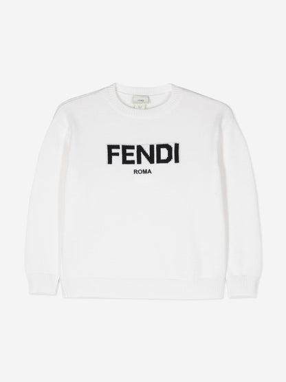 Fendi 儿童羊毛针织套衫（白色）