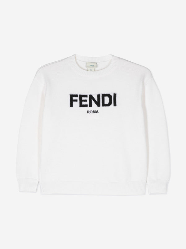 Fendi 儿童羊毛针织套衫（白色）