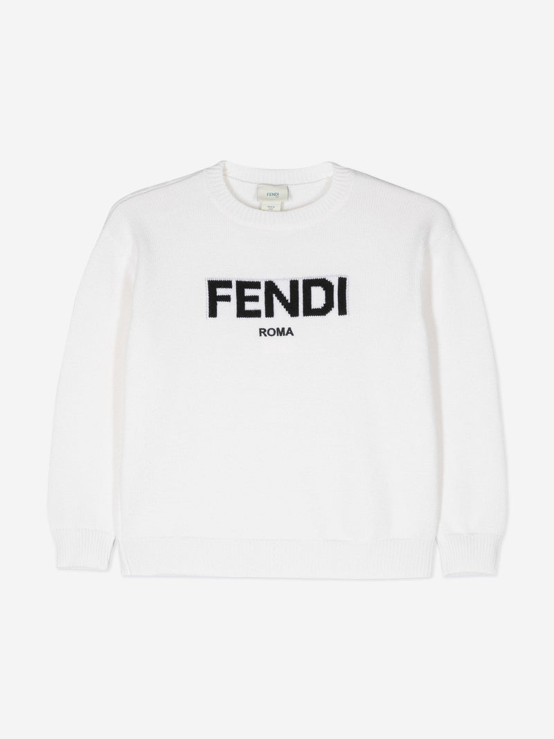 Fendi 儿童羊毛针织套衫（白色）