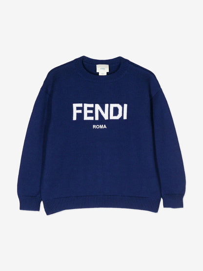 Fendi 儿童羊毛针织套衫（海军蓝）