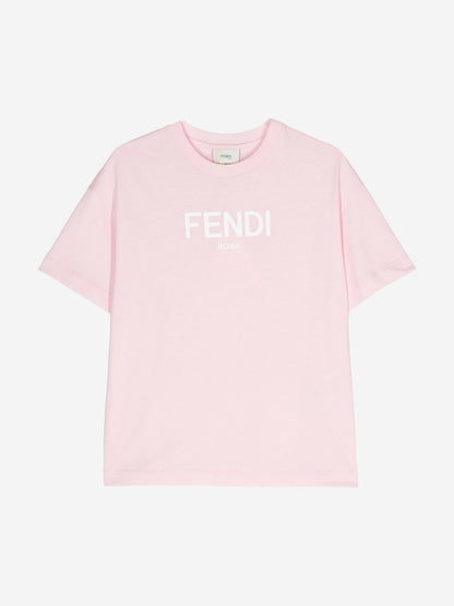 Fendi 儿童粉色徽标 T 恤