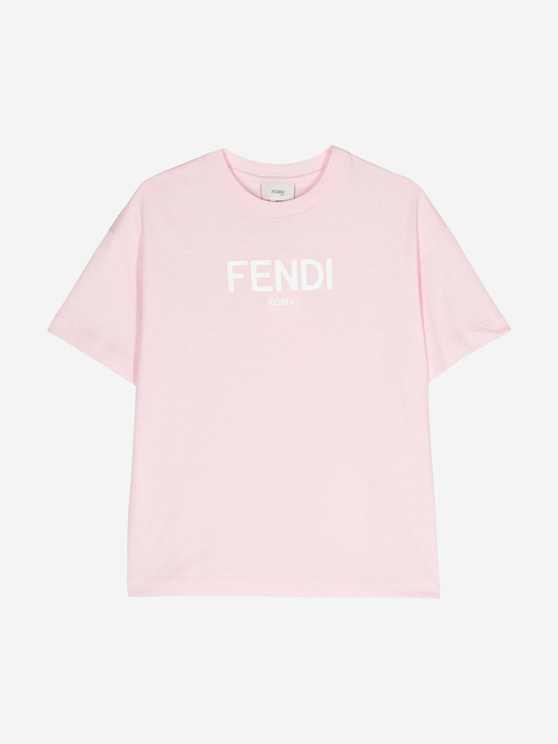 Fendi 儿童粉色徽标 T 恤