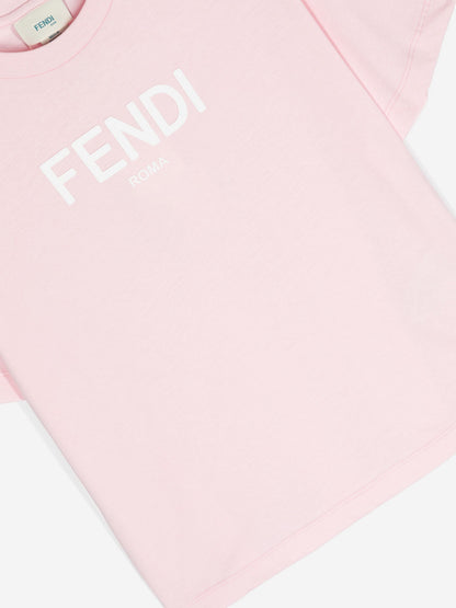 Fendi 儿童粉色徽标 T 恤