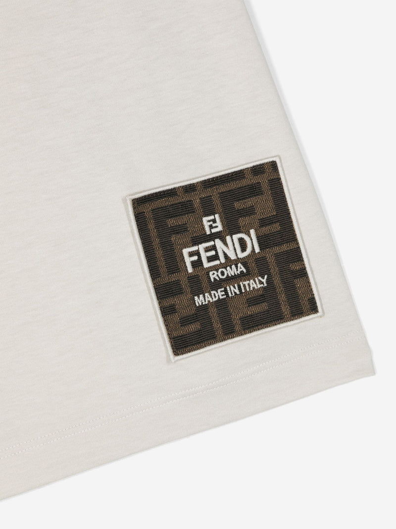 Fendi Kids 象牙色徽标 T 恤