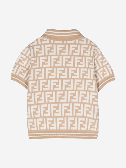 Fendi 男童 FF 针织 Polo 衫（米色）