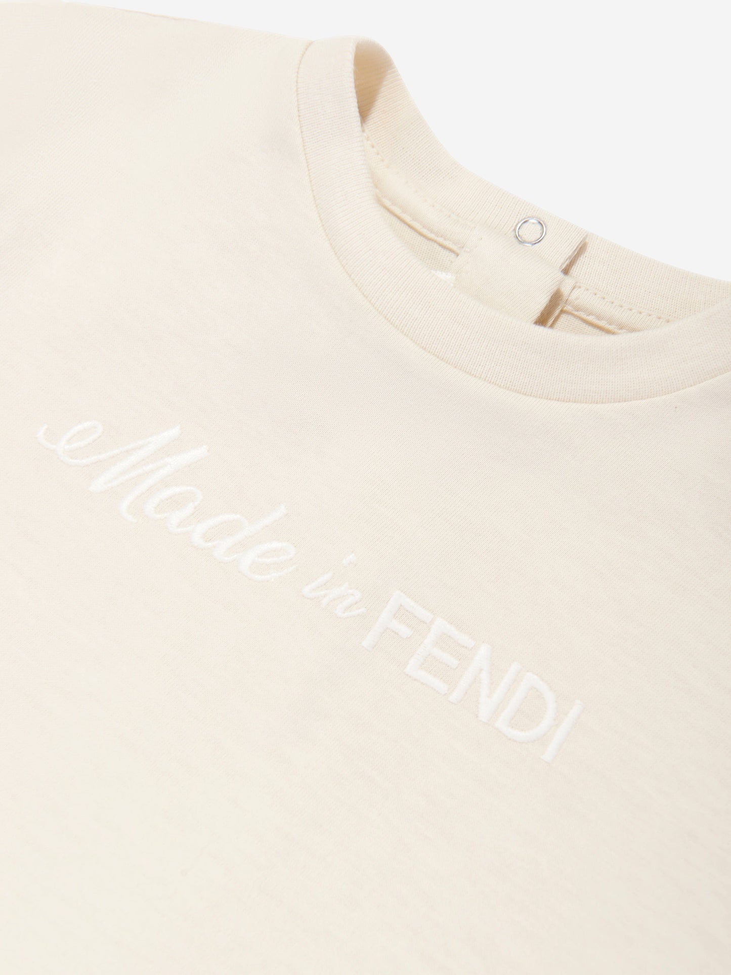 Fendi 米色婴儿徽标 T 恤