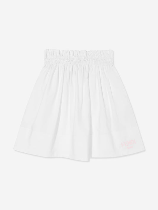 Fendi 女童白色棉质徽标半身裙