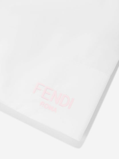 Fendi 女童白色棉质徽标半身裙
