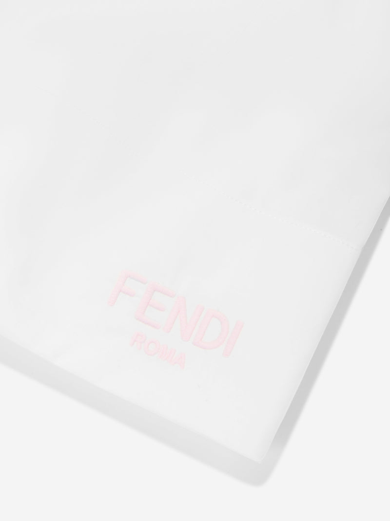 Fendi 女童白色棉质徽标半身裙